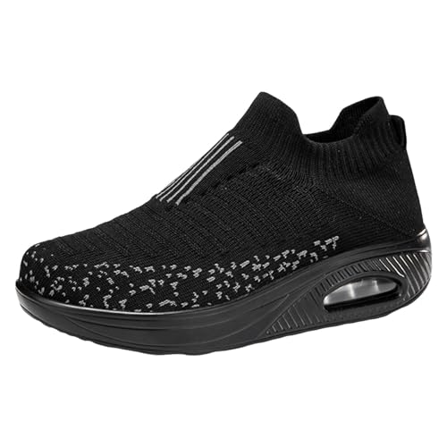 NKPUYT Sneaker Damen Sommer Slip on Turnschuhe Leichtgewicht Sportschuhe Mesh Atmungsaktiv Walkingschuhe Ohne Schnuersenkel Wanderschuhe Plateau Laufschuhe Memory Foam Schuhe Straßenlaufschuhe von NKPUYT