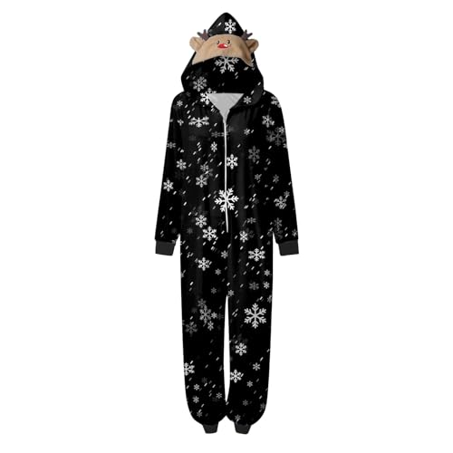 NKPUYT Weihnachts Schlafanzug Familie Einteiler Overall Mit Kapuze Weihnachtspyjama Damen Herren Kinder Baby Weihnachten Onesie Jumpsuit Weihnachten Drucken Schlafoverall Sleepwear Weihnachts Kostüm von NKPUYT