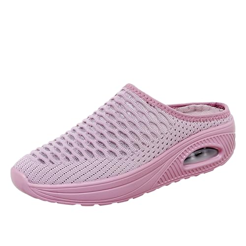 Orthopädische Schuhe Damen Geschlossene Sandalen Luftkissen Sportschuhe Slip on Turnschuhe Leichtgewicht Freizeitschuhe Mesh Atmungsaktiv Walkingschuhe Plateau Pantoletten Gartenschuhe von NKPUYT