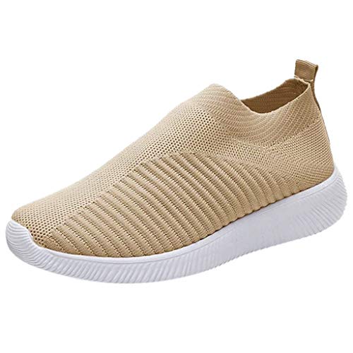 NKPUYT Schuhe Damen Sommer Slip on Sneaker Leichtgewicht Wanderschuhe Mesh Atmungsaktiv Freizeitschuhe Ohne Schnuersenkel Sportschuhe Plateau Walkingschuhe Memory Foam Schuhe Straßenlaufschuhe von NKPUYT