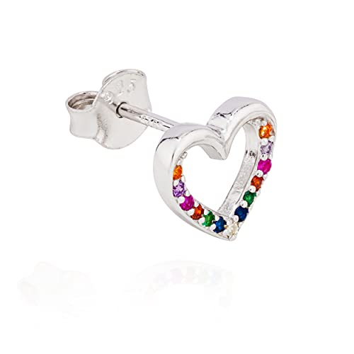 NKlaus Einzel 8x9mm Chakra Herz Ohrstecker 925 Silber bunte Zirkon Damen Kinder Ohrring 11169 von NKlaus