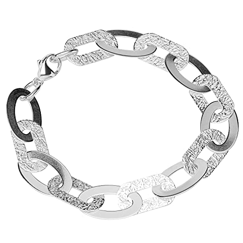 NKlaus Armband 925 Sterling Silber 22cm Luna Kette Damen Ankerkette Armkette gemustert 12828 von NKlaus