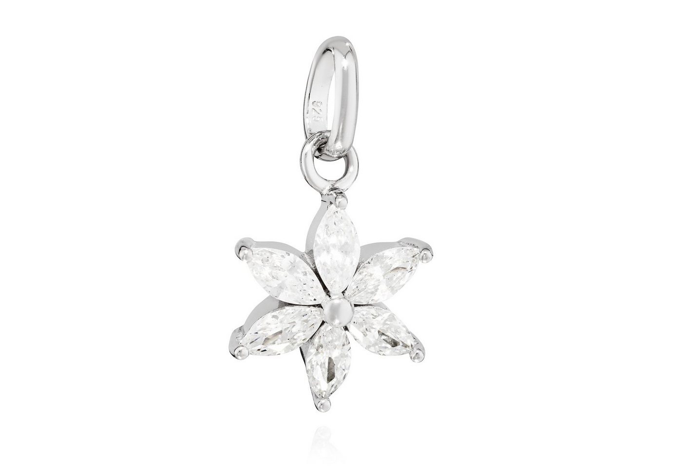 NKlaus Kettenanhänger Kettenanhänger Blume Zirkonia weiß 925 Silber hochglanz 10x10mm Damen von NKlaus