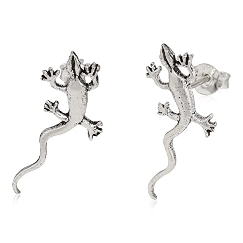 NKlaus Paar Gecko Ohrstecker Silber 925 Eidechse Salamander 23mm Echse Gothic Ohrringe 12917 von NKlaus