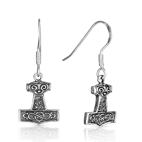 NKlaus Paar Thor Hammer 14mm Ohrhänger Keltisch 925 Sterling Silber Herren Goth 4346 von NKlaus