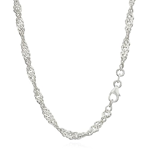 NKlaus 42cm Singapurkette 925 Silber elegante Halskette Breite: 3,7mm Collier 7,2g schwer 5923 von NKlaus