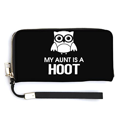 NLWQEKV My Aunt is A Hoot Unisex-Geldbörse aus Leder, großes Fassungsvermögen, Clutch, Handytasche, Geldbörse, Kreditkartenetui mit Handgelenkschlaufe von NLWQEKV