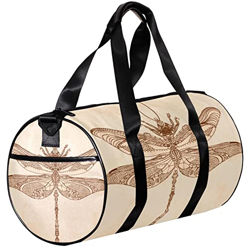 Turnbeutel, kleine Reisetasche, Sporttasche für Yoga, Libellenmuster im Vintage-Stil, Outdoor-Fitnesstasche, Tragetasche von NLWQEKV