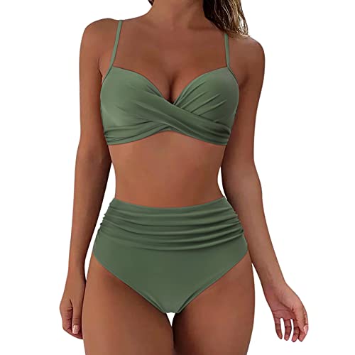 NMSLCNM Damen Bikini Set Elegante Zweiteilige Bademode Zweiteiliger Push Up Sexy Farbblockdruck Mit Brustpolster Swimsuit Set für Frauen von NMSLCNM