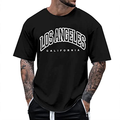 Tshirt Herren Oversize Sommer Lose Rundhals Kurzarm Shirt Oversized Tshirt Herren Vintage Drucken Oberteile Shirts Casual Herren Sportshirts Freizeitshirts Streetwear (02 Black, XXL) von NMSLCNM