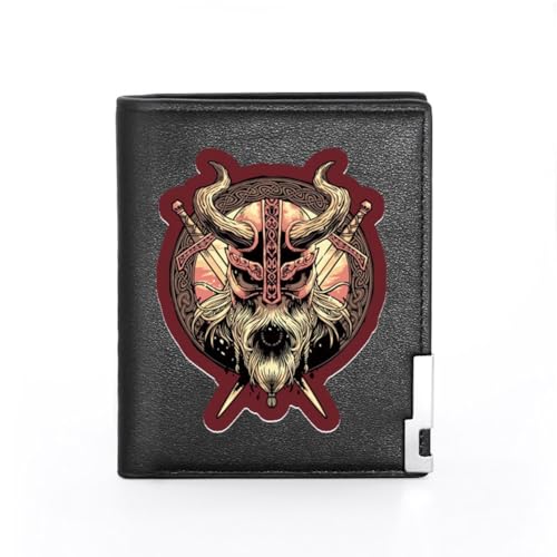 Einzigartige Mittelalterliche Retro-Leder-Geldbörsen Aus Echtem Leder, Luxus-Geldbörse For Herren, Weihnachtsgeburtstagsgeschenk, Nordisches Wikinger-Symbol-Amulett-Geldbörse ( Color : C-wallet 17 ) von NMVAWIPT