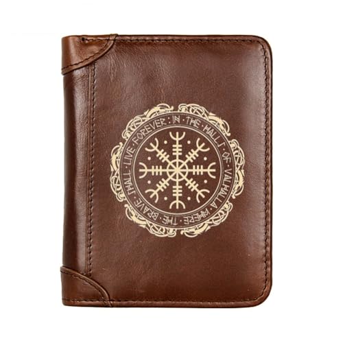 Einzigartige Mittelalterliche Retro-Leder-Geldbörsen Aus Echtem Leder, Luxus-Geldbörse For Herren, Weihnachtsgeburtstagsgeschenk, Nordisches Wikinger-Symbol-Amulett-Geldbörse ( Color : G-Wallet 29 ) von NMVAWIPT