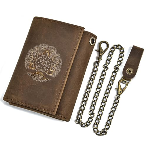 Einzigartige Mittelalterliche Retro-Leder-Geldbörsen Aus Echtem Leder, Luxus-Geldbörse For Herren, Weihnachtsgeburtstagsgeschenk, Nordisches Wikinger-Symbol-Amulett-Geldbörse ( Color : J-wallet 10 ) von NMVAWIPT