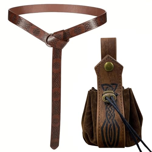 Einzigartige Mittelalterliche Retro-Leder-Geldbörsen Aus Echtem Leder, Luxus-Geldbörse for Herren, Weihnachtsgeburtstagsgeschenk, Nordisches Wikinger-Symbol-Amulett-Geldbörse (Color : F-Money Bag 6) von NMVAWIPT