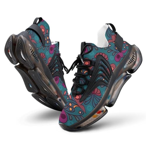 NMVAWIPT Damen Leichte Laufschuhe Sneaker Für Frühling Herbst, 3D Print Trail Schuh, Leichte Atmungsaktive Anti-Rutsch-Wanderschuh (Color : Style A - Black, Size : 39 EU) von NMVAWIPT
