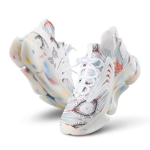 NMVAWIPT Damen Leichte Laufschuhe Sneaker Für Frühling Herbst, 3D Print Trail Schuh, Leichte Atmungsaktive Anti-Rutsch-Wanderschuh (Color : Style D - White, Size : 43 EU) von NMVAWIPT