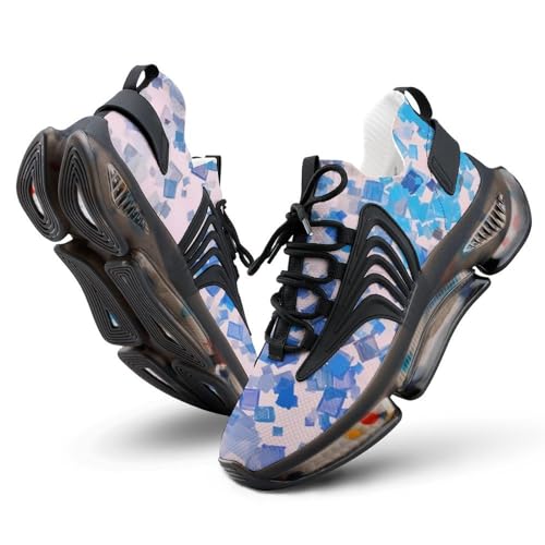 NMVAWIPT Damen Straße Laufschuhe, Atmungsaktiv rutschfest Leicht Ausflugs-Trail-Sneaker, Mode 3D Drucken Straßenschuhe (Color : Style H - Black, Size : 43 EU) von NMVAWIPT