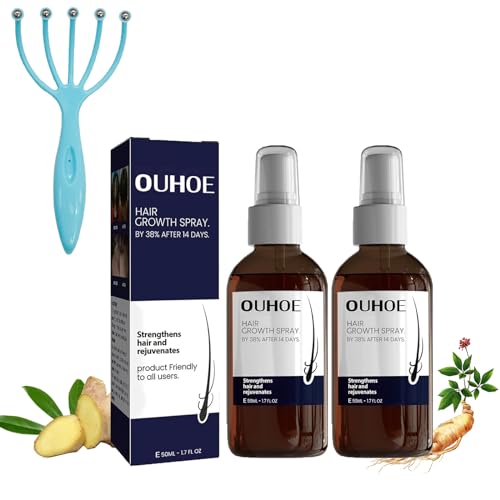 Ouhoe Hair Growth Spray, Ouhoe Hair Growth Oil, Hair Regrowth for Women & Men (2 Pcs) von NNBWLMAEE