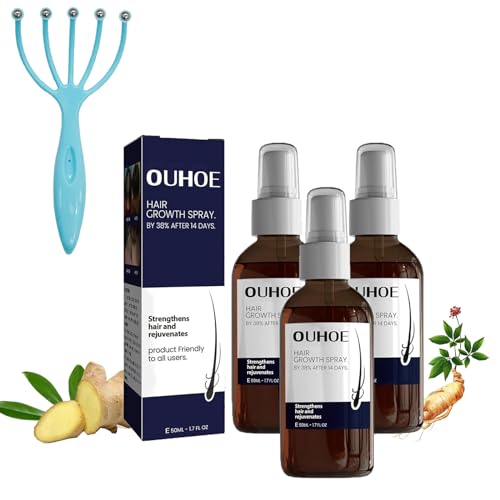 Ouhoe Hair Growth Spray, Ouhoe Hair Growth Oil, Hair Regrowth for Women & Men (3 Pcs) von NNBWLMAEE