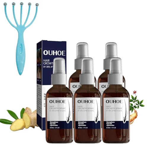 Ouhoe Hair Growth Spray, Ouhoe Hair Growth Oil, Hair Regrowth for Women & Men (5 Pcs) von NNBWLMAEE