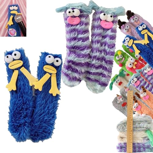 Warm Cozy Fluffy Cartoon Monster Socks, Funny Fuzzy Socks for Women, Winter Warm Fuzzy Animal Socks, Womens Fuzzy Socks (2pcs I) von NNBWLMAEE