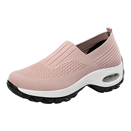 Damen Slip-On Walkingschuhe Sneaker Mesh Leichte Lace-up Laufschuhe Atmungsaktiv Freizeitschuhe Fitness Turnschuhe Sneaker Damen schwarz Leder Sandals Damen Summer Damen Hausschuhe geschlossen von NNGOTD