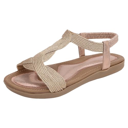 NNGOTD Flip Flops Damen Weich Leder Stoff Badelatschen Yoga Matte Fußbett Sandalen Sommer Strand Zehentrenner Rutschfest Badesandalen Frauen sneaker damen 38 damen sandalen beige slippers damen von NNGOTD