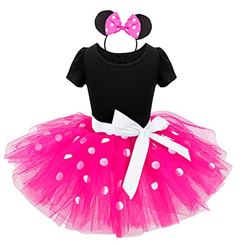 NNJXD Kleinkinder Mädchen Weihnachten Tupfen Geburtstag Kleinkind Prinzessin Tutu Karneval Kleid Größe (100) 2-3 Jahre Rose von NNJXD