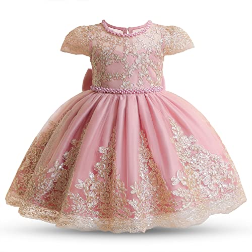 NNJXD Tutu-Kleid für Baby Mädchen Geburtstag Festzug Party Hochzeit Kleid 2035 Hellrosa Größe (80) 6–12 Monate von NNJXD