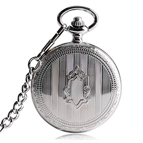 Mechanische Taschenuhr mit Kette, Taschenuhr, klassische Vintage-Anhängeruhr, gestreiftes Gehäuse, automatische mechanische Uhren, Steampunk-Schmuckanhänger, Herren- und Damenuhr, selbstaufziehen von NOALED