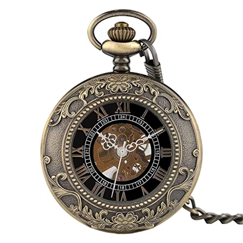 NOALED Anhänger Herren und Damen Handaufzug mechanische Taschenuhr römische Ziffern Skelett Armband Vintage von NOALED