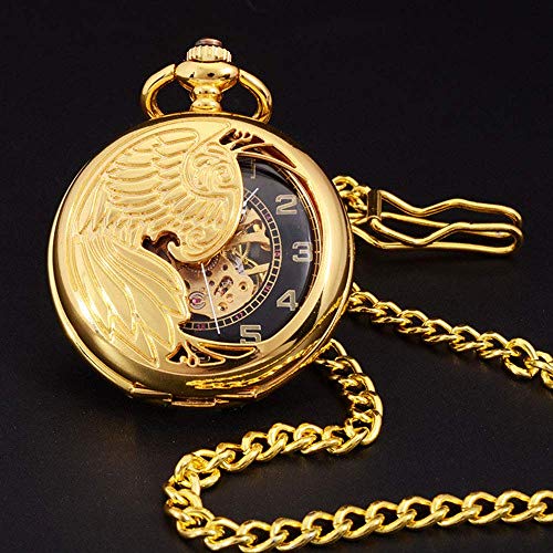 NOALED Mechanische Taschenuhr mit Kette, mechanische Taschenuhr, Unisex, Schnitzdesign, Handaufzug, klassisch, elegant, Skelett, modische Taschenuhr von NOALED