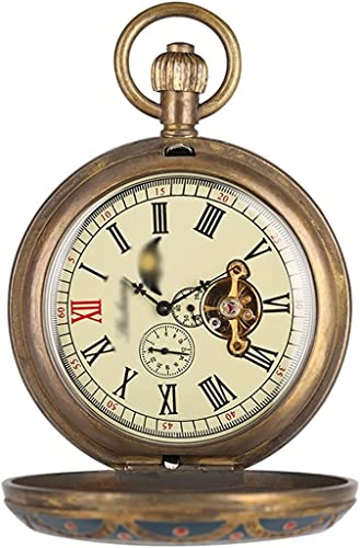 NOALED Vintage, reines Kupfer, mechanisch, groß, Tourbillon, hohl, rote Punkte, Verzierung, Uhr für Herren und Damen, a, 5 cm von NOALED