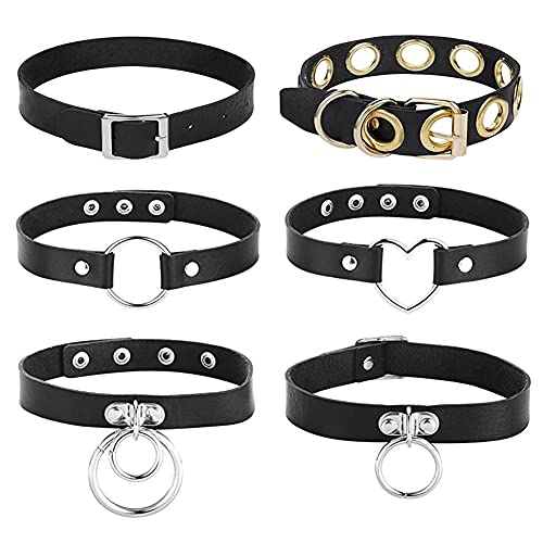 NOCHME Leder Choker Halsband Kette für Damen Männer, Pu Verstellbare Vintage Gothic Punk Goth Rock Halskette Set, Hals Choker Ketten Halsbänder Für Frauen Männer Mädchen Schwarz von NOCHME