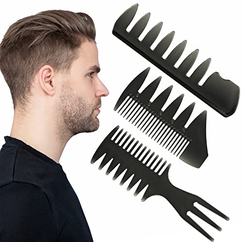 Styling Kamm Männer Set NOCHME Professioneller Breite Zähne Slick Back Haarkamm Rat Tail Haarbürste Entwirrkamm Und Teasing Comb Für Herren Mann Friseure Salon Haarstyling Und Barber, Schwarz von NOCHME