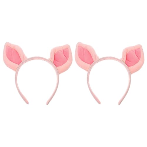 NOLITOY 2 Stück Schweineohren Stirnband Rosa Tierohren Haarband Cartoon Schweinchen Haar Halloween Tier Cosplay Kopfbedeckung Gesichts Make-Up Kopfbedeckung von NOLITOY