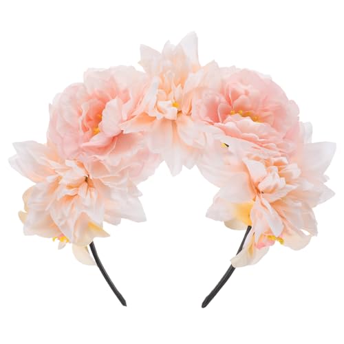 NOLITOY Blumen-Stirnband Boho-Blumenkrone Hochzeitskranz Kopfschmuck Festival-Stirnbänder Haar-Accessoire Dekoration Für Frauen Mädchen Hochzeit Party Festival Rosa von NOLITOY