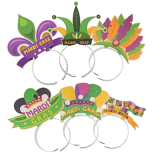 NOLITOY Kinder Karnevalsnarr-Stirnband: 6-Teiliges Fleur De Lis-Haarband Lustiges Clown-Haarband Kopfbedeckung Karnevalsparty Kopfbedeckung Kostüm Für Maskerade Cosplay-Zubehör von NOLITOY