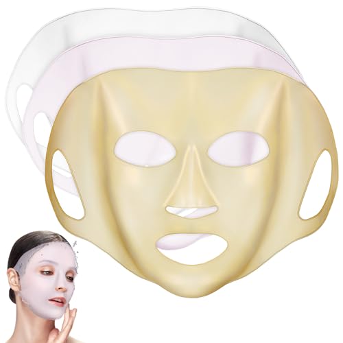 NOLITOY Silikon-Hautmaske 3 Stück Silikon- Wiederverwendbare -Abdeckungen Schönheits-Gesichtswickel Für Laken Verhindern Verdunstung Masken von NOLITOY