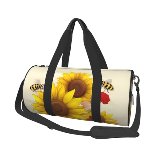 Bees Reisetasche mit Sonnenblumen, Gänseblümchen, Rose, Blumen, für Herren und Damen, Sport, Turnbeutel, faltbar, Wochenendtasche, Handgepäck, Übernachtungstasche, für Reisen, Schwimmen, Basketball, von NONHAI