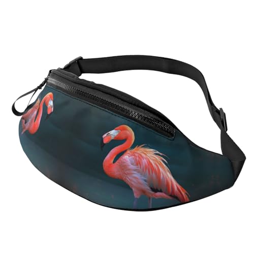 NONHAI Gürteltasche mit Elefantenmotiv für Damen und Herren, verstellbarer Gürtel, lässige Brusttasche, Bauchtasche für Reisen, Sport, Laufen, Wandern, Hüfttaschen, Lebendiger Flamingo, Einheitsgröße von NONHAI