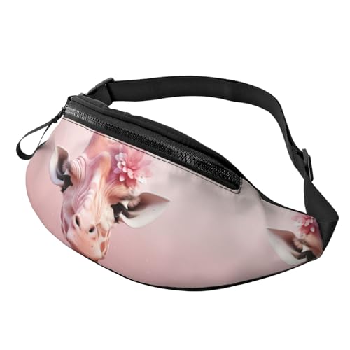 NONHAI Gürteltasche mit Elefantenmotiv für Damen und Herren, verstellbarer Gürtel, lässige Brusttasche, Bauchtasche für Reisen, Sport, Laufen, Wandern, Hüfttaschen, Rosa/Giraffenmuster, Einheitsgröße von NONHAI