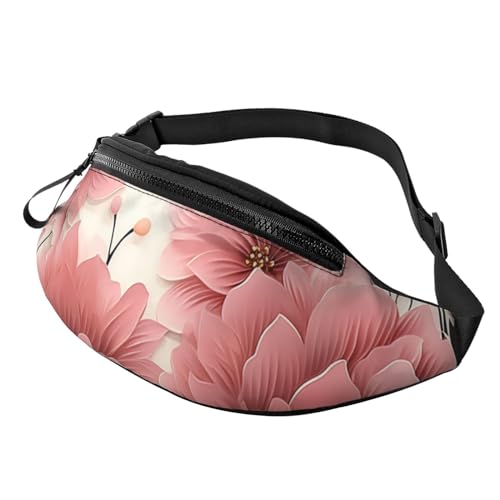 NONHAI Gürteltasche mit Elefantenmotiv für Damen und Herren, verstellbarer Gürtel, lässige Brusttasche, Bauchtasche für Reisen, Sport, Laufen, Wandern, Hüfttaschen, Rosa Blumenmuster, Einheitsgröße von NONHAI