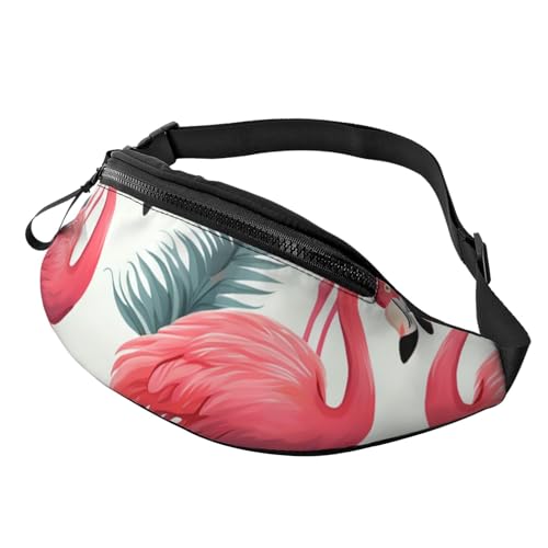 Gürteltasche mit Flamingo-Sukkulenten-Motiv, für Damen und Herren, verstellbarer Gürtel, lässige Brusttasche, Bauchtasche für Reisen, Sport, Laufen, Wandern, Hüfttaschen, Rosa Flamingo-Muster, von NONHAI