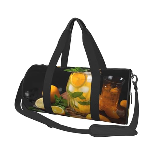 Reisetasche für Damen und Herren, faltbar, für Reisen, Schwimmen, Basketball, Orange Limonade mit Minzgrün, Orange Limonade mit Minze, Einheitsgröße von NONHAI