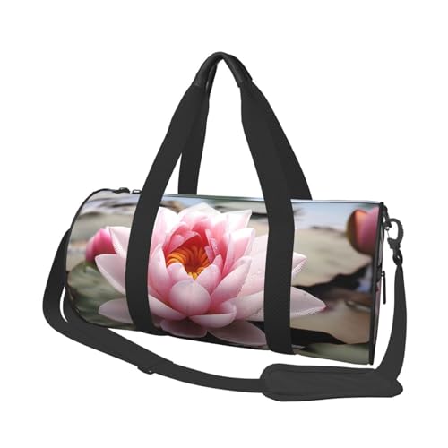 Reisetasche für Männer und Frauen, Motiv: Schwäne, Herzform, faltbar, Wochenendtasche, für Reisen, Schwimmen, Basketball, Rosa Lotusblüte, Einheitsgröße von NONHAI