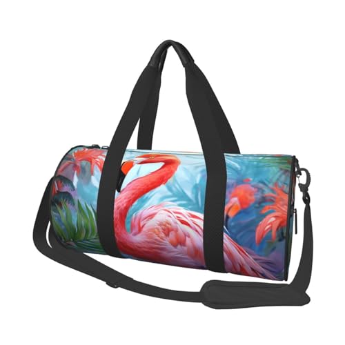 Reisetasche mit mexikanischem Lama-Kaktus, für Männer und Frauen, Sport, Turnbeutel, faltbar, Wochenendtasche, Handgepäck, Übernachtungstasche, für Reisen, Schwimmen, Basketball, Bemalter Flamingo, von NONHAI