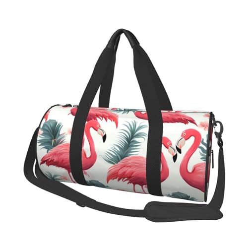 Reisetasche mit rosa Blumen-Motiv, für Herren und Damen, Sport, Turnbeutel, faltbar, Wochenendtasche, Handgepäck, Übernachtungstasche, für Reisen, Schwimmen, Basketball, Rosa Flamingo-Muster, von NONHAI