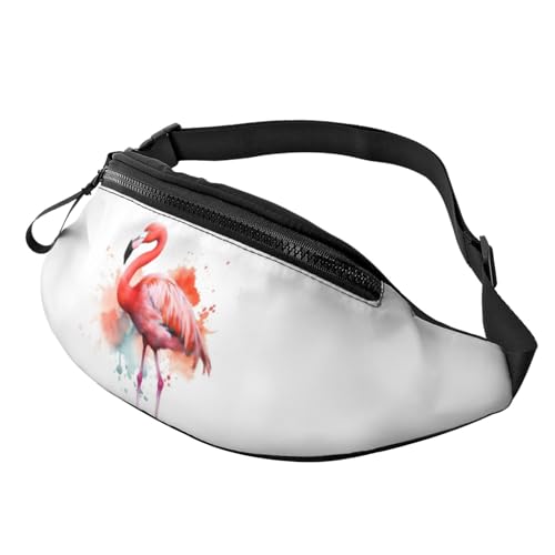 Vineyard Bauchtasche für Damen und Herren, verstellbarer Gürtel, lässige Brusttasche, Bauchtasche für Reisen, Sport, Laufen, Wandern, Hüfttaschen, Aquarell Flamingo, Einheitsgröße von NONHAI