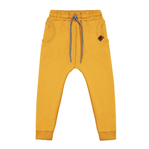 NONU Kids Circle Jogginghose für Jungen I Hose Kinder aus Baumwolle, Sporthose, Outdoorhose, Babykleidung, Kinder Kleidung gelb, 140/146 von NONU Kids